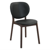 Piper 18" Round Back Dining Chair in Black Leather and Wood, Set of 2 from Home Trends & Design - Luna Furniture