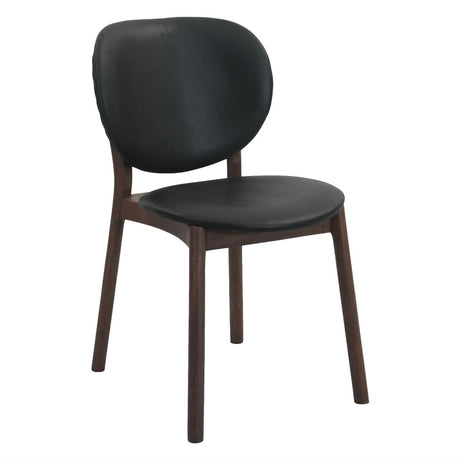 Piper 18" Round Back Dining Chair in Black Leather and Wood, Set of 2 from Home Trends & Design - Luna Furniture