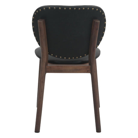 Piper 18" Round Back Dining Chair in Black Leather and Wood, Set of 2 from Home Trends & Design - Luna Furniture