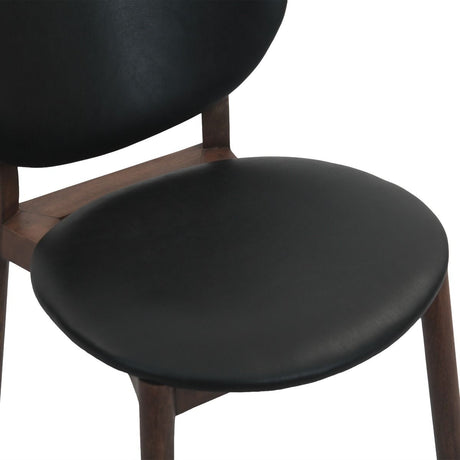 Piper 18" Round Back Dining Chair in Black Leather and Wood, Set of 2 from Home Trends & Design - Luna Furniture