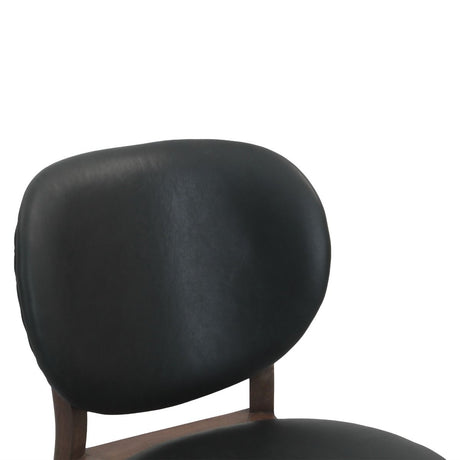 Piper 18" Round Back Dining Chair in Black Leather and Wood, Set of 2 from Home Trends & Design - Luna Furniture