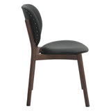 Piper 18" Round Back Dining Chair in Black Leather and Wood, Set of 2 from Home Trends & Design - Luna Furniture
