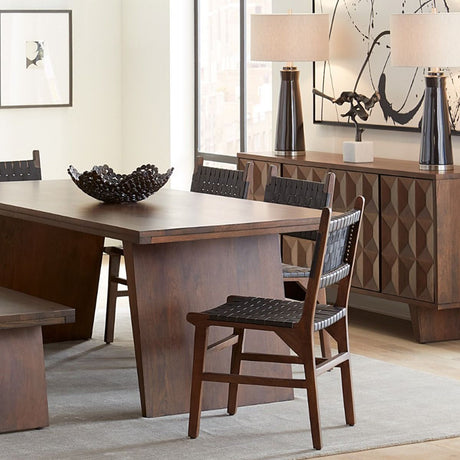 Palermo 18" Dining Chair with Black Leather in Matte Brown, Set of 2 from Home Trends & Design - Luna Furniture