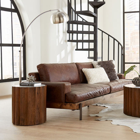 Palermo 18" Round Side Table with White Marble and Royal Brown Base from Home Trends & Design - Luna Furniture