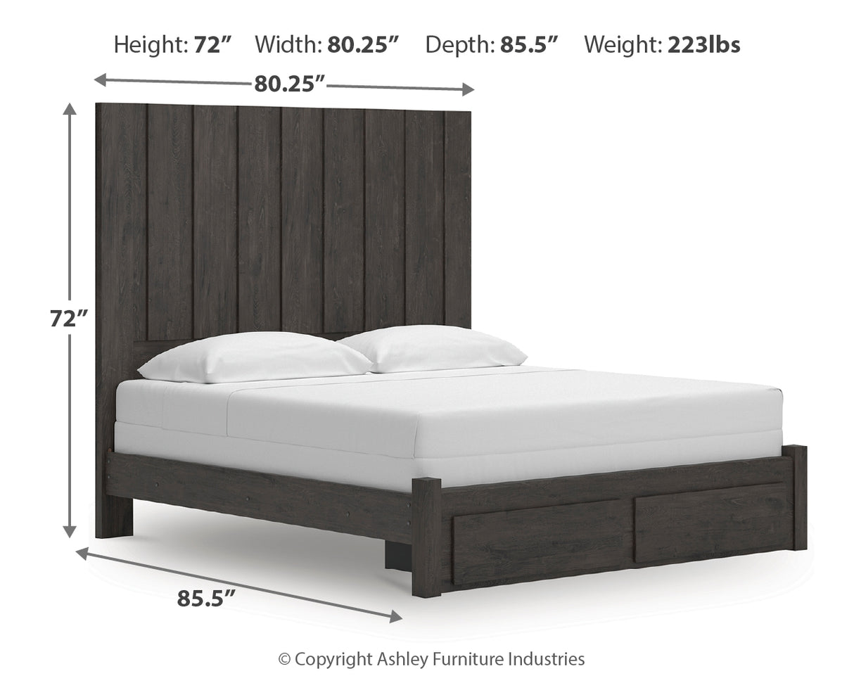 Fraluna Charcoal King Panel Storage Bed from Ashley - Luna Furniture