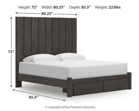 Fraluna Charcoal King Panel Storage Bed from Ashley - Luna Furniture