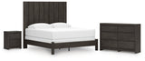 Fraluna King Panel Bed with Dresser and Nightstand in Charcoal from Ashley - Luna Furniture