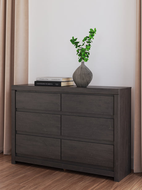 Fraluna King Panel Bed with Dresser in Charcoal from Ashley - Luna Furniture