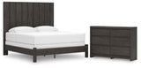 Fraluna King Panel Bed with Dresser in Charcoal from Ashley - Luna Furniture
