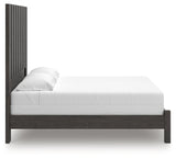 Fraluna King Panel Bed with Mirrored Dresser and Nightstand in Charcoal from Ashley - Luna Furniture