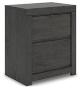 Fraluna King Panel Bed with Mirrored Dresser and Nightstand in Charcoal from Ashley - Luna Furniture