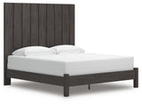 Fraluna King Panel Bed with Mirrored Dresser, Chest and 2 Nightstands in Charcoal from Ashley - Luna Furniture