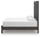 Fraluna King Panel Bed with Mirrored Dresser, Chest and Nightstand in Charcoal from Ashley - Luna Furniture