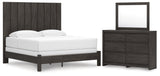 Fraluna King Panel Bed with Mirrored Dresser in Charcoal from Ashley - Luna Furniture