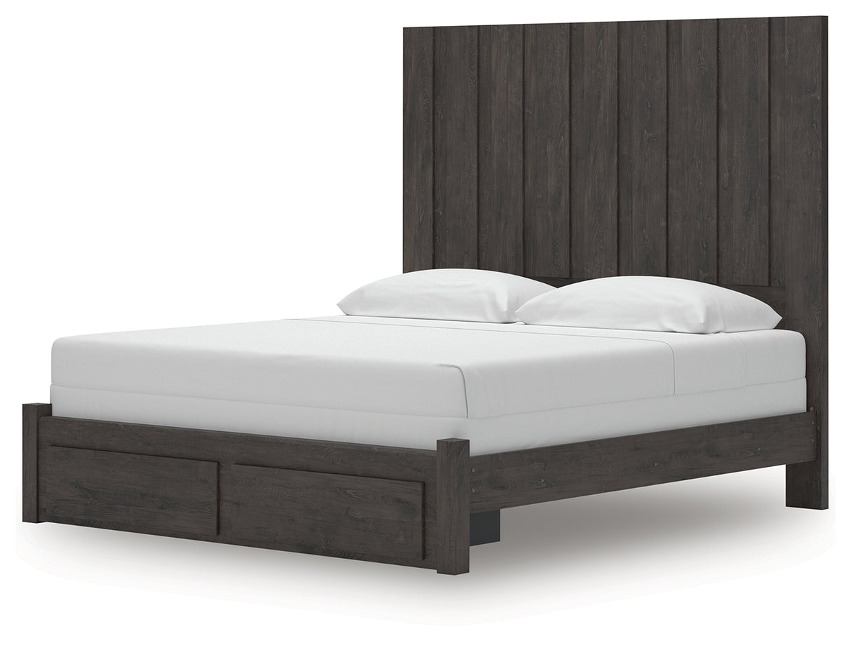 Fraluna King Panel Storage Bed with Dresser in Charcoal from Ashley - Luna Furniture