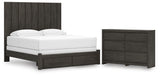 Fraluna King Panel Storage Bed with Dresser in Charcoal from Ashley - Luna Furniture