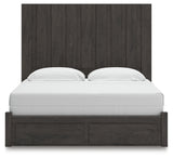 Fraluna King Panel Storage Bed with Mirrored Dresser and Chest in Charcoal from Ashley - Luna Furniture