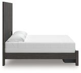 Fraluna King Panel Storage Bed with Mirrored Dresser and Chest in Charcoal from Ashley - Luna Furniture