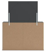 Fraluna King Panel Storage Bed with Mirrored Dresser and Nightstand in Charcoal from Ashley - Luna Furniture