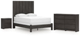 Fraluna Queen Panel Bed with Dresser and Nightstand in Charcoal from Ashley - Luna Furniture
