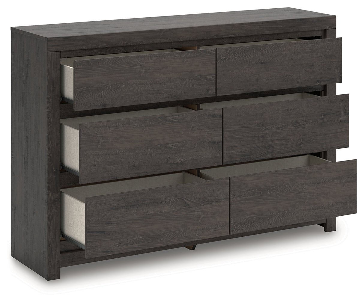 Fraluna Queen Panel Bed with Dresser and Nightstand in Charcoal from Ashley - Luna Furniture
