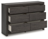 Fraluna Queen Panel Bed with Dresser and Nightstand in Charcoal from Ashley - Luna Furniture