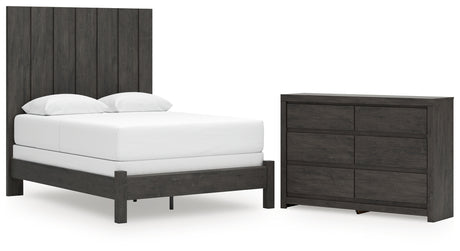 Fraluna Queen Panel Bed with Dresser in Charcoal from Ashley - Luna Furniture