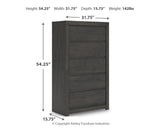 Fraluna Queen Panel Bed with Mirrored Dresser and Chest in Charcoal from Ashley - Luna Furniture