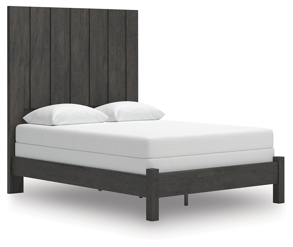 Fraluna Queen Panel Bed with Mirrored Dresser and Nightstand in Charcoal from Ashley - Luna Furniture