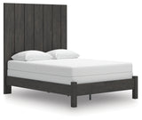 Fraluna Queen Panel Bed with Mirrored Dresser and Nightstand in Charcoal from Ashley - Luna Furniture