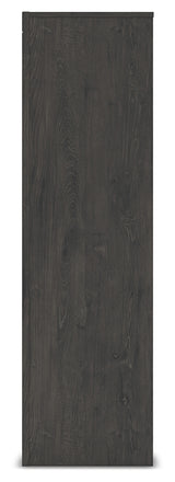 Fraluna Queen Panel Bed with Mirrored Dresser, Chest and 2 Nightstands in Charcoal from Ashley - Luna Furniture