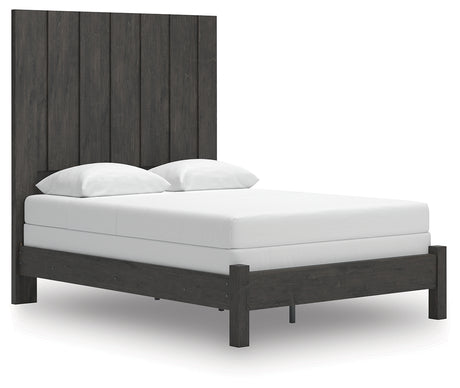 Fraluna Queen Panel Bed with Mirrored Dresser, Chest and Nightstand in Charcoal from Ashley - Luna Furniture