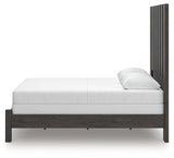 Fraluna Queen Panel Bed with Mirrored Dresser in Charcoal from Ashley - Luna Furniture