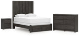 Fraluna Queen Panel Storage Bed with Dresser and Nightstand in Charcoal from Ashley - Luna Furniture