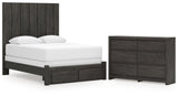 Fraluna Queen Panel Storage Bed with Dresser in Charcoal from Ashley - Luna Furniture