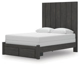 Fraluna Queen Panel Storage Bed with Mirrored Dresser, Chest and 2 Nightstands in Charcoal from Ashley - Luna Furniture
