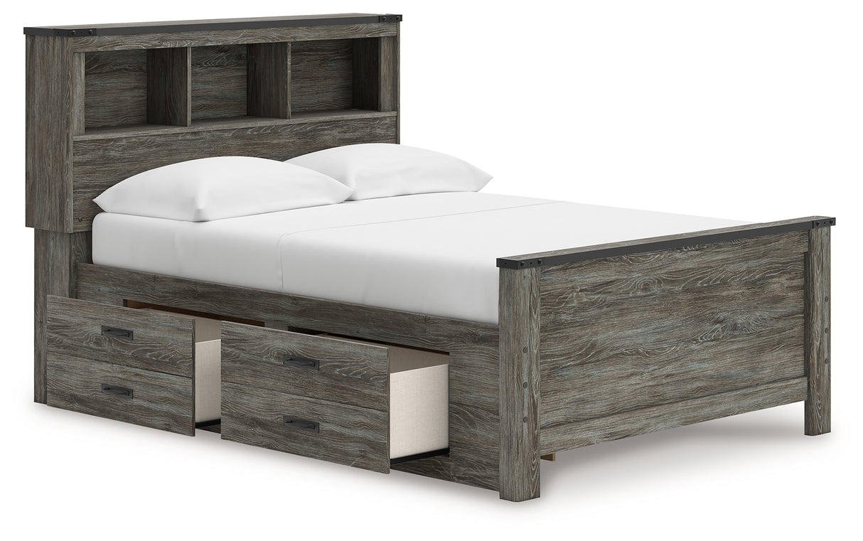 Frandern Full Bookcase Panel Bed with Storage, Dresser, Mirror and Chest from Ashley - Luna Furniture