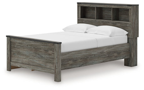 Frandern Gray Full Bookcase Storage Platform Bed with 2 Drawers from Ashley - Luna Furniture