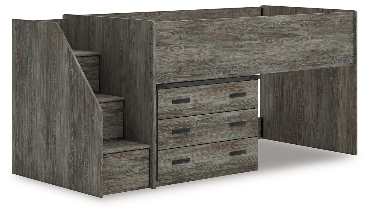 Frandern Gray Twin Loft Bed with Drawer Storage from Ashley - Luna Furniture