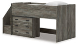 Frandern Gray Twin Loft Bed with Drawer Storage from Ashley - Luna Furniture