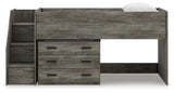 Frandern Gray Twin Loft Bed with Drawer Storage from Ashley - Luna Furniture