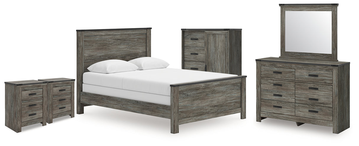 Frandern Queen Panel Bed, Dresser, Mirror, Chest and 2 Nightstands from Ashley - Luna Furniture
