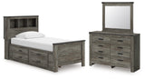 Frandern Twin Bookcase Bed with Storage, Dresser and Mirror from Ashley - Luna Furniture