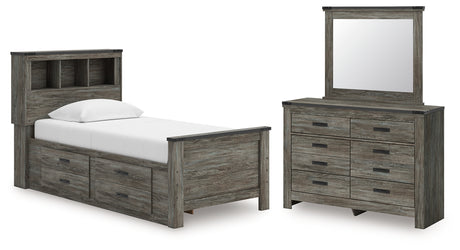 Frandern Twin Bookcase Bed with Storage, Dresser and Mirror from Ashley - Luna Furniture