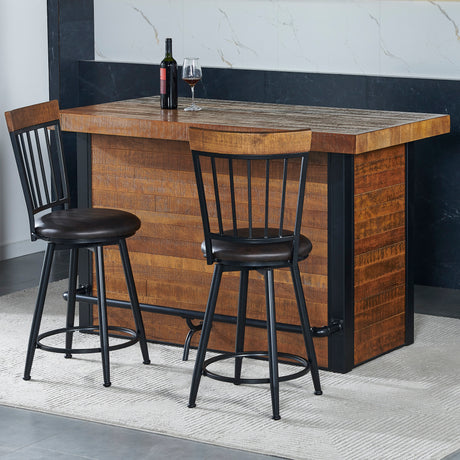 Tyler Chestnut/Black 3-Piece 38-inch Counter Bar Set from Steve Silver - Luna Furniture