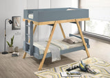 Frankie Blue Twin Over Twin Bunk Bed with 7-inch Mattresses from Coaster - Luna Furniture