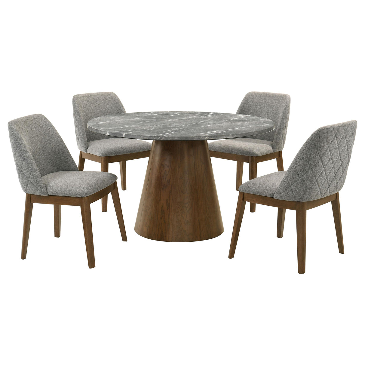 Franklin Gray and Dark Oak 5-Piece Round Dining Room Set from Coaster - Luna Furniture