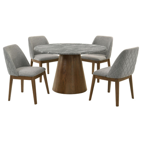 Franklin Gray and Dark Oak 5-Piece Round Dining Room Set from Coaster - Luna Furniture