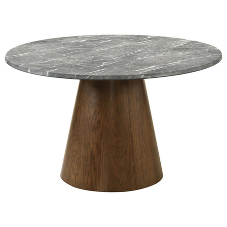 Franklin Gray and Dark Oak 59-inch Round Dining Table from Coaster - Luna Furniture