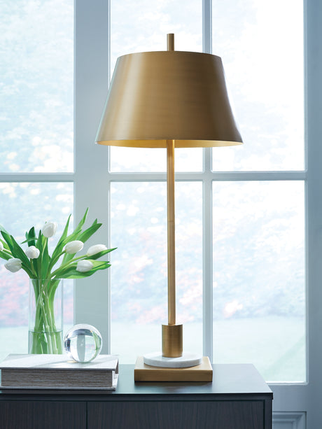 Fritzburn Gold Finish/White Table Lamp from Ashley - Luna Furniture